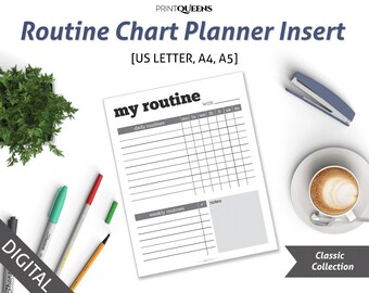 Habit Tracker Printable Planner Pages, Chore Chart, Chores Tracker, Daily Routine, Morning Routine Checklist, Routine Tracker, A5/A4/Letter