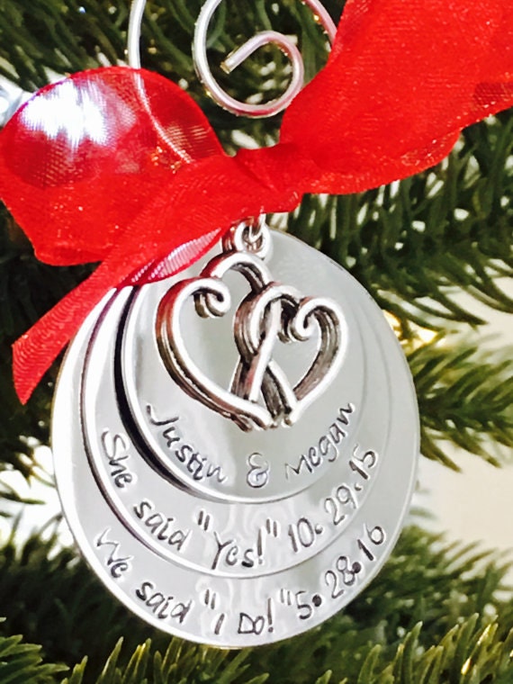 personalized christmas ornament she said yes our first personalized christmas ornament she said yes our first