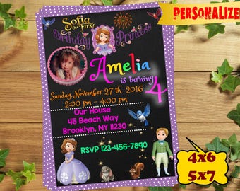 Sofía la primera invitación, Sofía la primera invitación de cumpleaños, invitación de la Princesa Sofía, Sofía el primer partido, imprimibles, personalizado