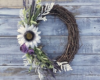 Summer Wreath, Spring Wreath, Farmhouse Wreath,Front Door Wreath, Rustic Wreath, Farmhouse Wall Decor, Farmhouse Decor, Wreath, Wedding Gift