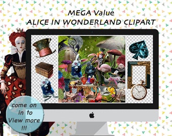 Alice in wonderland clipart/ scrapbook/party clipart/digital clipart/tea party/wonderland clipart/digital images/collage sheet