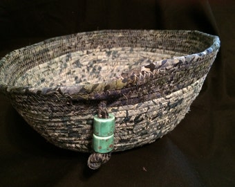 Blue Coiled Fabric Bowl