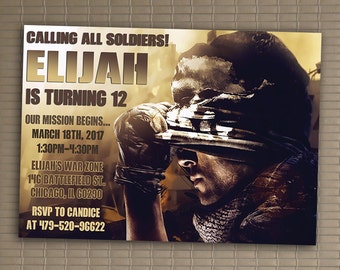 Call Of Duty Invitation, You Print Invitation, Call Of Duty Birthday, Call Of Duty Themed Invitation, Call Of Duty Birthday Party Invite