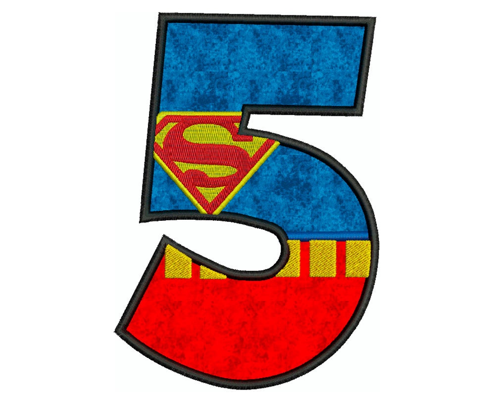 Superman Number 5 Machine Applique Embroidery Instant