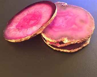 Agate Coasters -Gilded-Edge- ASSORTED - Sets of 1/2/4/8+ - Housewarming gift - Bridal gift - Home- Home Decor- Wedding - Birthday gift