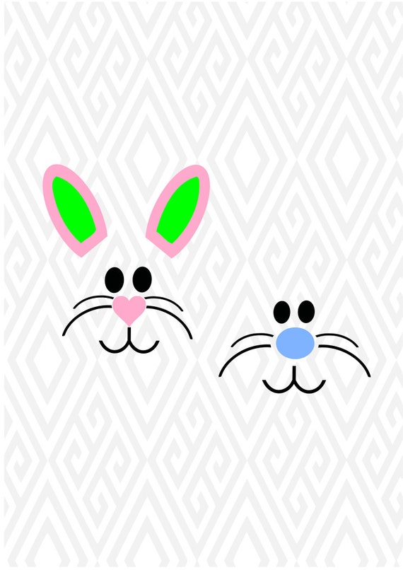 Download Cute Easter Bunny Face Monogram Cuttable Design in SVG DXF