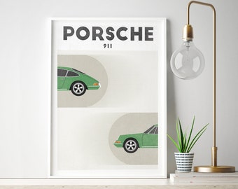 Porsche 911, Porsche Poster, Classic Car print, Retro Art, Scandinavian Art, Mid Century, Digital Download, Printable Wall Art