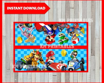 80% OFF SALE Printable Mario Kart Bag toppers instant download, Mario Bros party Bags, Printable Mario Kart Treat bags toppers