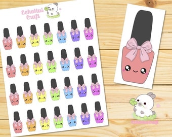 Rainbow Nail Polish Manicure Kawaii Icon Planner Sticker