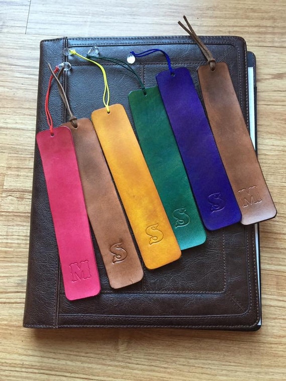Handmade leather personalized bookmarks made to order