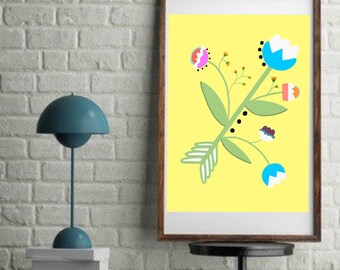 8 x 10 Summer Folk Tulips Floral Modern Matte Print