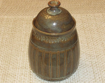Pottery Covered Jar/Storage Container/Covered Canister/ Wheel Thrown/ Hand Made/Signed and Stamped
