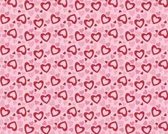 Riley Blake Heart Fabric - Pink and Red Heart Fabric - Valentine Fabric - Heart Cotton Fabric - Hearts Fabric - Pink Hearts Fabric - Hearts