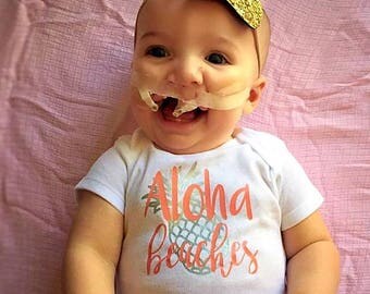 Aloha Beaches Baby Onesie // beach body suit // Baby Onesie // Funny Baby shirt // Funny Baby Onesie // Boating onesie // anchor