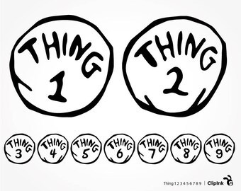 Dr Seuss svg, dr Seuss clipart, silhouette, thing one, thing numbers – svg, eps, png, dxf, pdf. Graphics Die Cut Print Mug Shirt Decal.