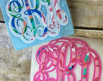 car decal monogram /monogrammed car decal / Lilly Pulitzer decal / Lilly decal / yeti decal / monogram sticker / car sticker / car decal