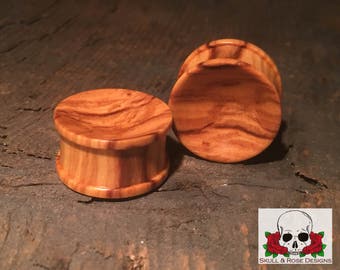 Olive Wood Plugs Hardwood (Pair) 0g- 1-1/2" FREE SHIPPING / Wooden earlets 0g 00g 7/16" 1/2" 9/16" 5/8" 3/4" 7/8" 1" 1-1/8" 1-1/4" 1-3/8"