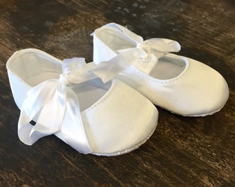 Baby satin ballet shoes christening shoes baptism