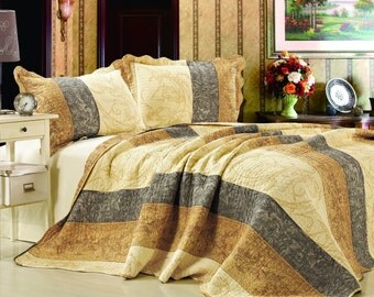 Queen Size Quilt Set, Modern Quilt, Stripe Quilt Bedspread, Bed Cover, Quilted Bedding Blankets, Patchwork, Quilted Pillow Sham