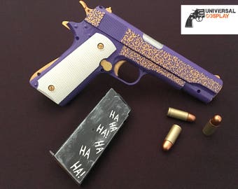 The Joker's M1911 Colt 45 Pistol from Suicide Squad - Realistic Prop Toy Gun for Cosplay w/Magazine + Bullets