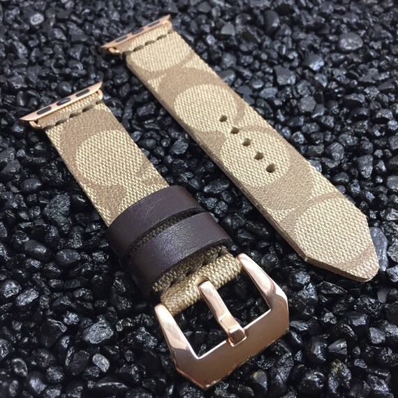 Coach Signature Brown/Tan Leather Apple Watch Band With