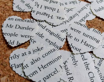 Harry Potter Scalloped Heart Confetti Upcyled, Table Decoration, Birthdays, Weddings, Scrapbooking, Junk Journalling, Paper Crafts