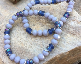 Gray and blue opaque stretchie