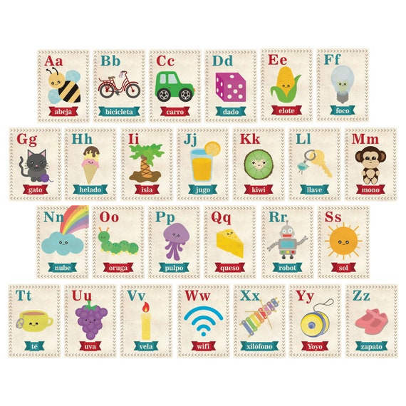 abc wall art alphabet flash card spanish alphabet spanish