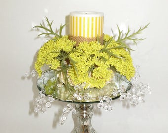Table centerpiece, candle stand, Mercury glass candle stand, Table decorations