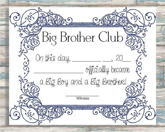 Big Brother Club Big Brother Certificate