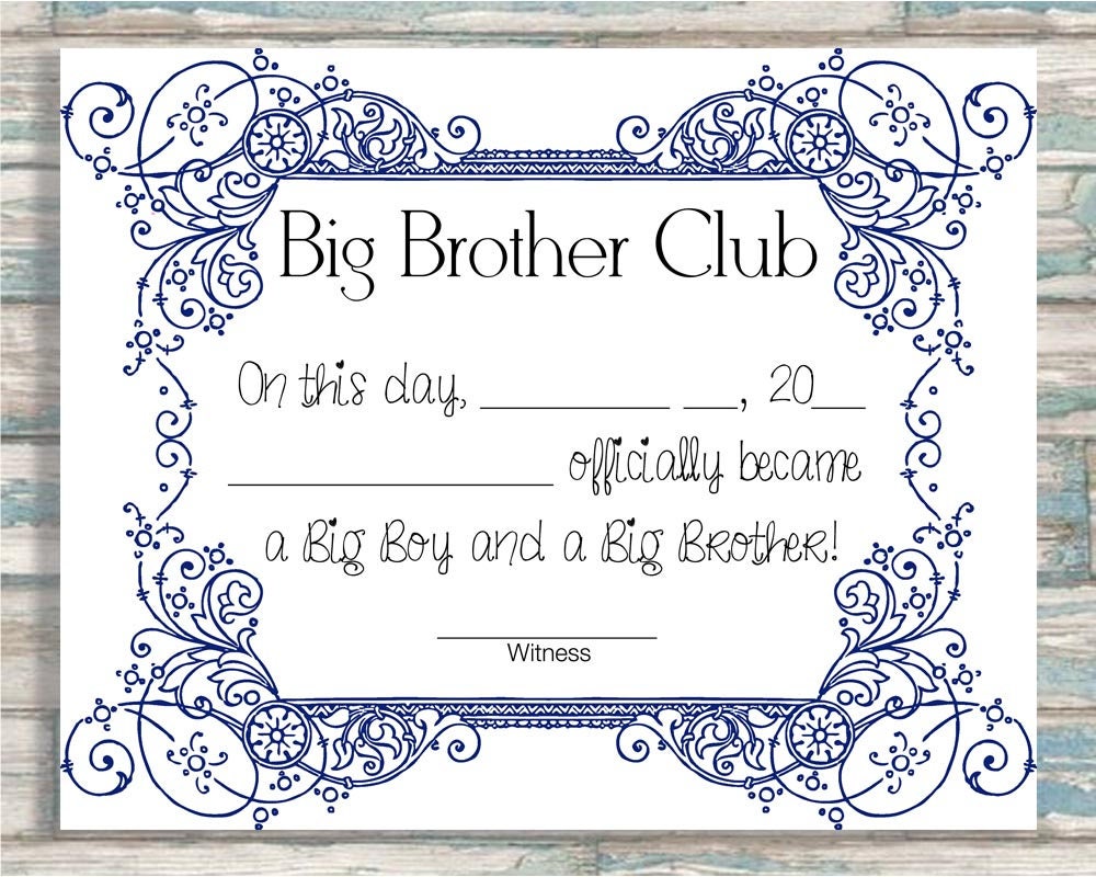 Big Brother Club Big Brother Certificate