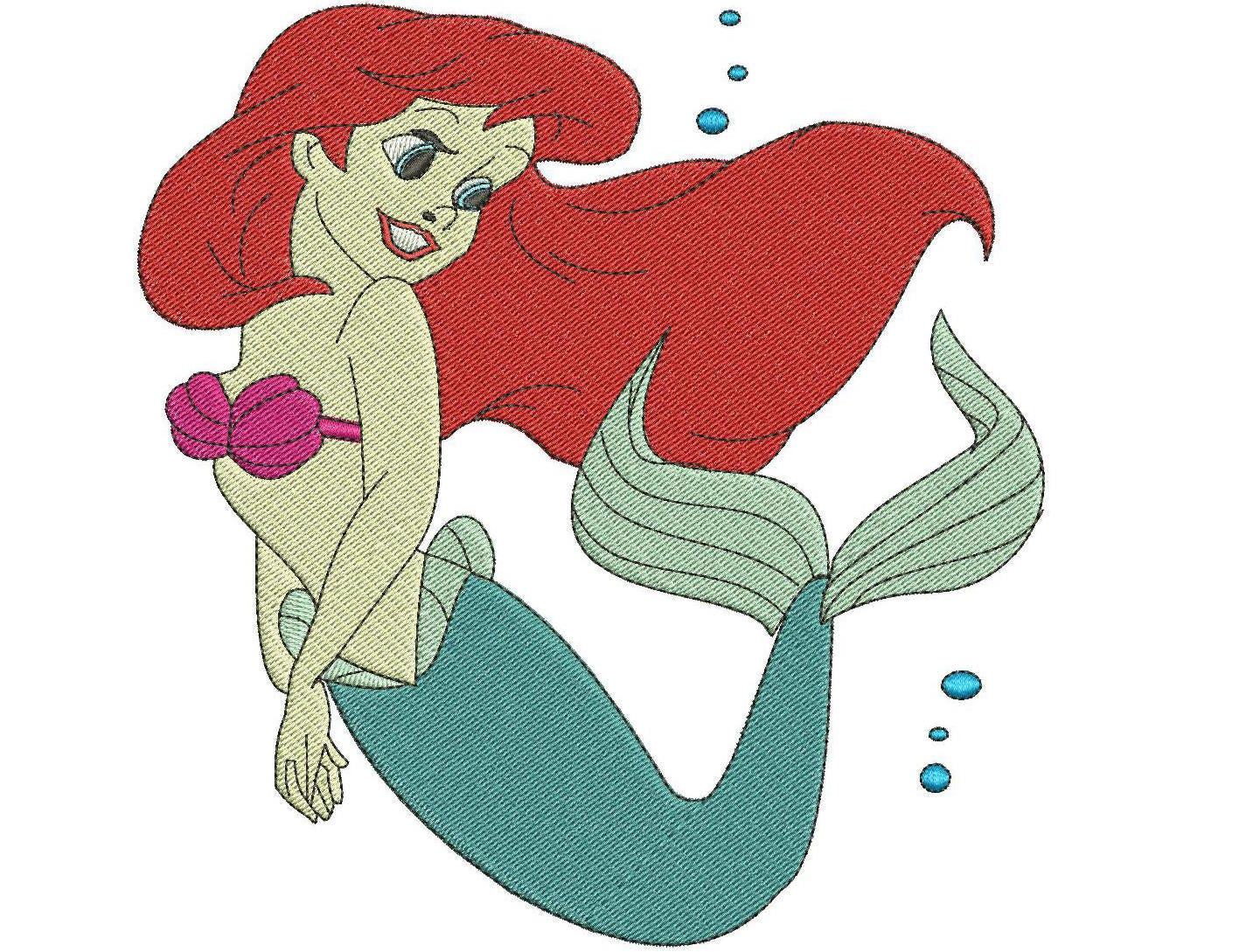 Ariel the little mermaid embroidery design instant download 3 Ariel the little mermaid embroidery design instant download 3