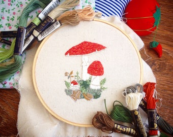 Amanita Muscaria handmade embroidery