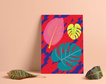 Instant Download Printable Art, Graphic, Intricate pattern, Modern, Colourful, leafs, Mesh, Home Office Decor, Yellow, Red, Poster, Large