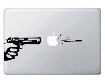 Apple Gun and Bullet Macbook Or Laptop Decal, Macbook Decals, Laptop Stickers, Macbook Pro Stickers, Laptop Decals, Gun Decal, Bullet Decal