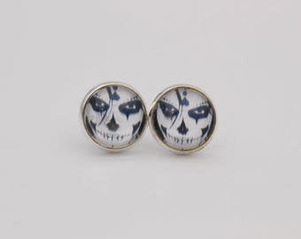 Cabochon earrings scary face