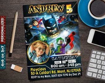 Lego Batman Invitation- Lego Batman Invite- Lego Batman Birthday- Lego Batman Party- Lego Batman Birthday Invitation- Lego Batman