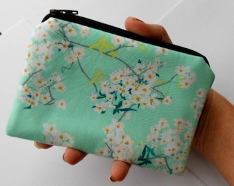 Zipper Pouch Little Padded Coin Purse ECO Friendly NEW Rainwater Blooms