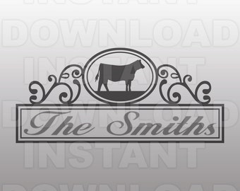 Fancy Ornate Show Heifer Mailbox Monogram Frame SVG File -Commercial & Personal Use- Vector Art for Cricut,Silhouette Cameo,HTV Vinyl
