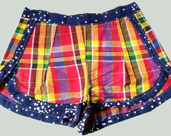Rainbow Plaid High Waisted mini shorts
