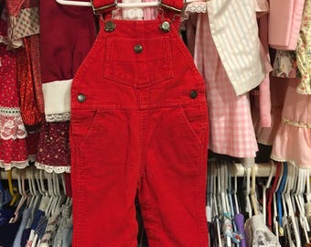 Red Corduroy Overalls 9/12 Months