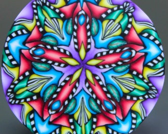 LARGE Polymer Clay Kaleidoscope Cane -'Grand Adventure' (15dd)