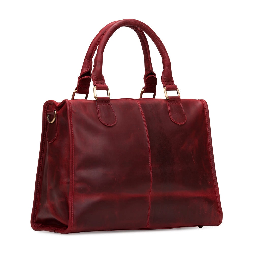 Leather Handbag Purse Pocket Bag Red