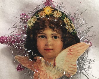Sweet Angel Vintage Style Christmas Tree Topper For Small Feather Tree