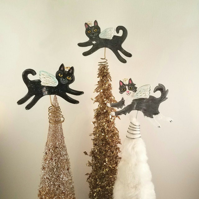 Cat Art Tree Toppers Ornaments Feeders by KittyCatArtStudio