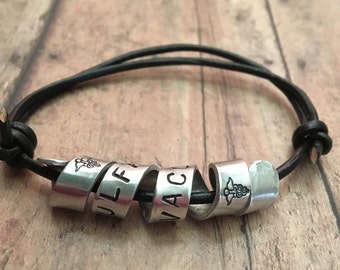 Personalized Adjustable Leather Bracelet, Medical Alert Bracelet, Hidden Message Bracelet, Friendship Bracelet, Layering Bracelet, Unisex