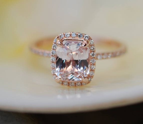 Champagne sapphire engagement ring 14k rose gold diamond ring