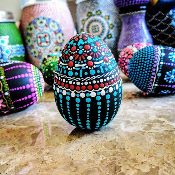 Painted Easter Eggs:Colorful painted eggs Easter decor painted plaster eggs ornamental
