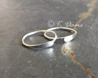 Silver Hoop Earrings, Sleeper Earring, Simple Sleeper Hoops, minimal eco friendly jewelry gift, Modern Hoop Choose your size Single or Pair