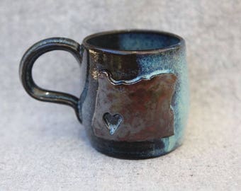Oregon Ceramic Mug in Stoneware with Blue Glazes